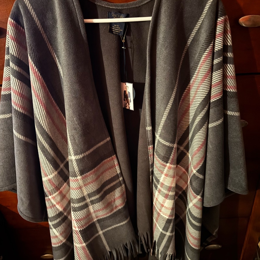 Plaid Shawl Wrap with Fringe